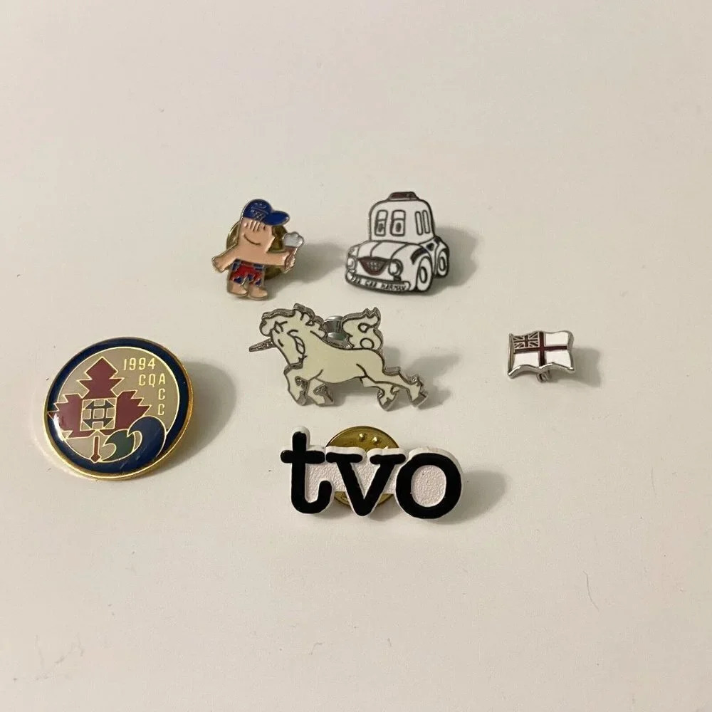 Lot of 6 Pins TVO Unicorn Royal Navy White Ensign Pee Cee Herman Mascot Enamel